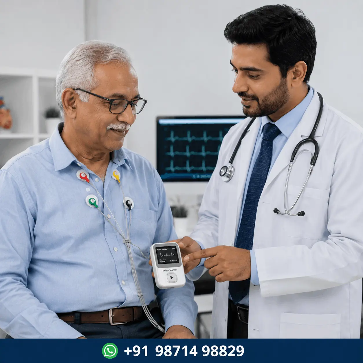 Doctor consultation with patient using Holter Monitor